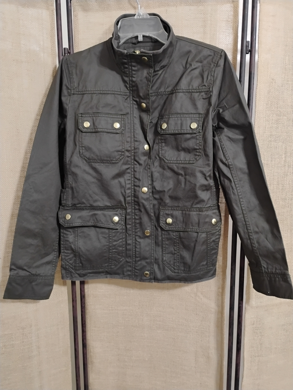 J.Crew Women’s Size S Green Military Utility Short Jacket Zip-Button w/ Pockets